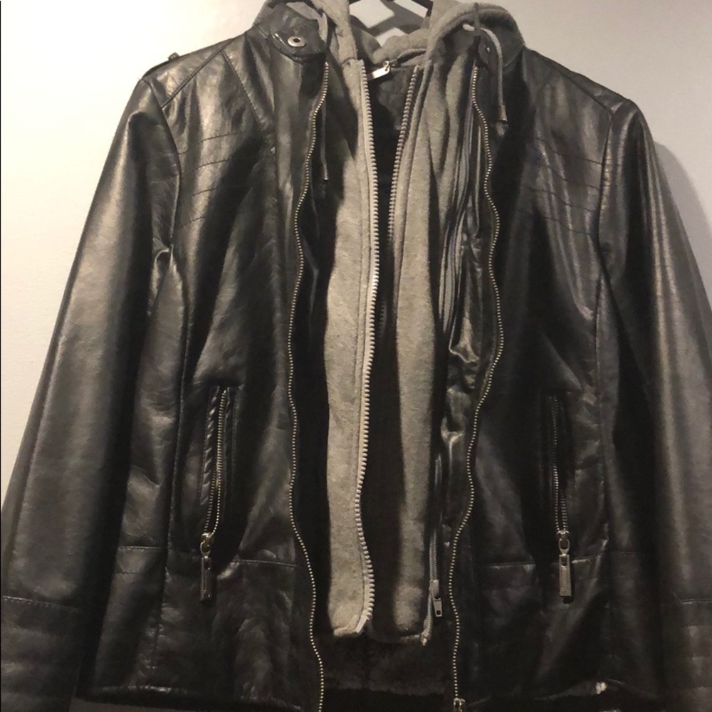 Fox leather jacket sweatshirt already inserted